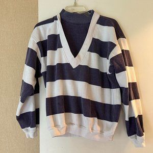 Vintage purple and white striped crewneck sweatshirt